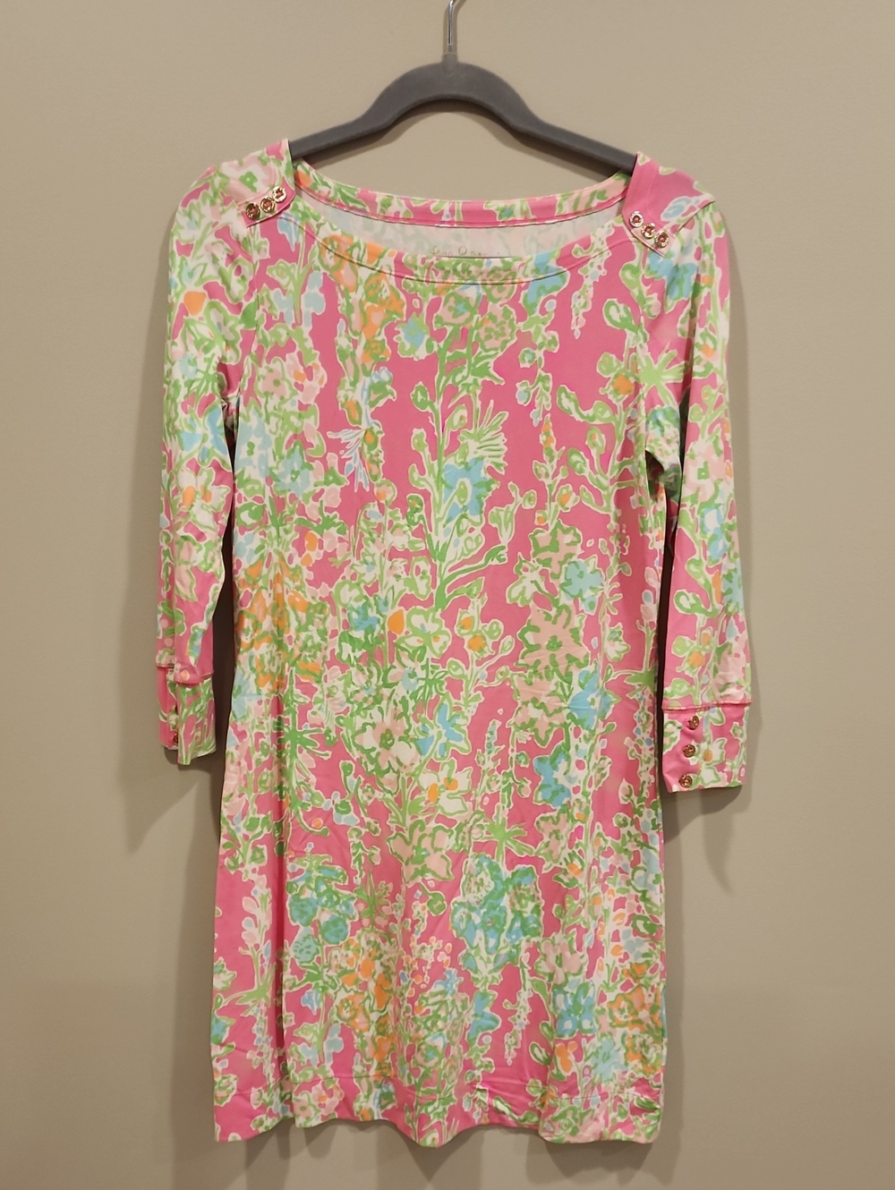 Lilly Pulitzer Pink and Green Floral Tunic, Size Small